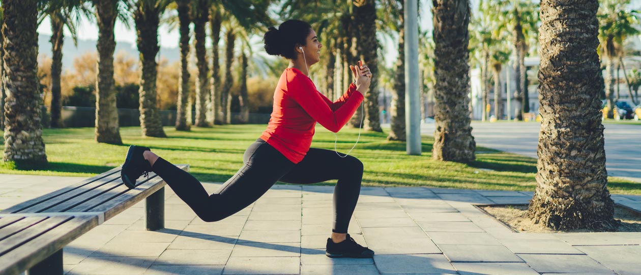 Park bench lunge