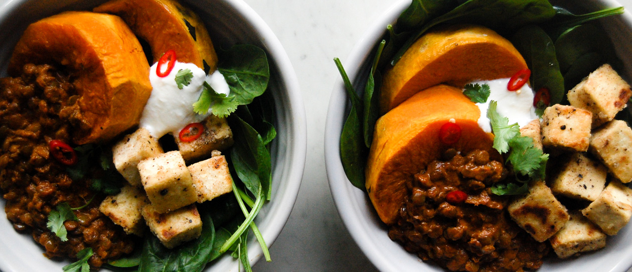 Curried lentil bowls