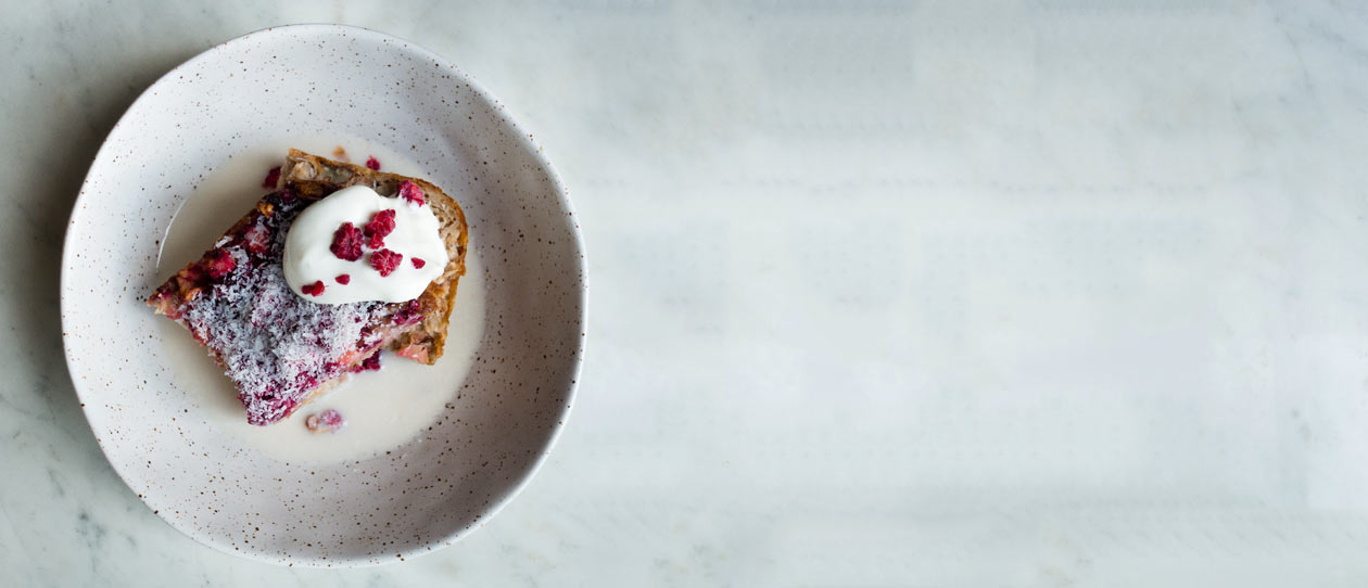 Baked apple and raspberry oatmeal