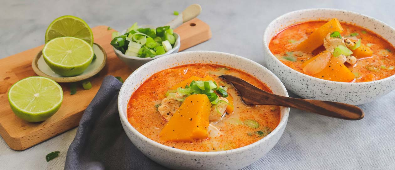 Thai style chicken and pumpkin soup